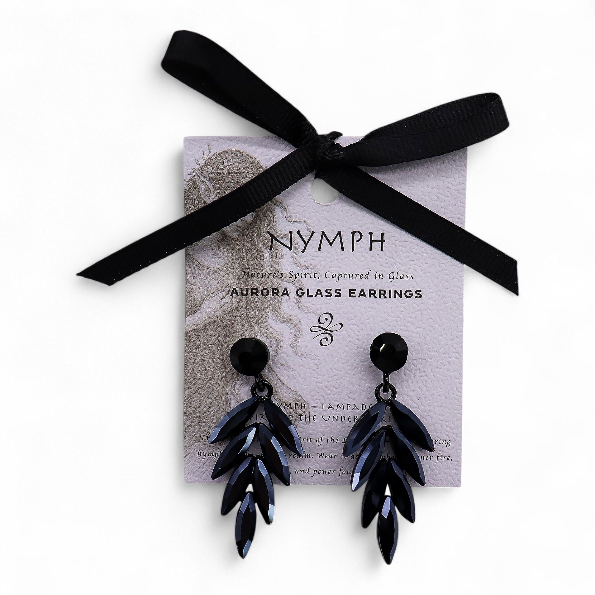 Pendientes de Cristal Vintage - Largo - Negro Azabache - Imagen 4