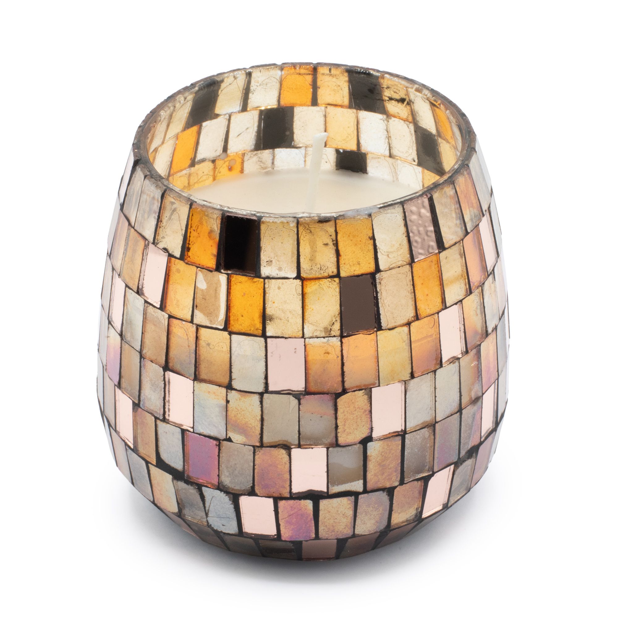Velas en tarro de vidrio mediano - Mosaico ámbar - Imagen 3