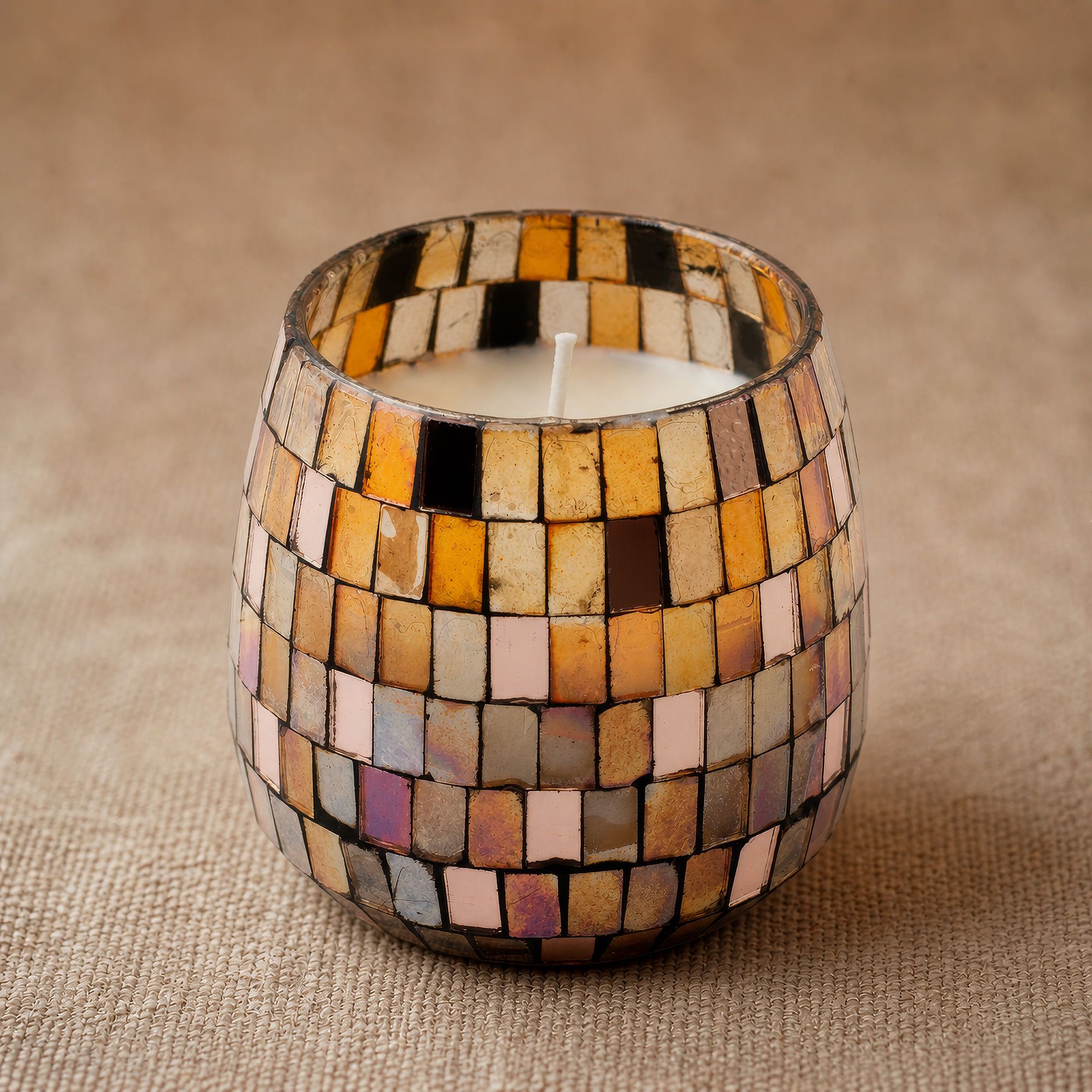 Velas en tarro de vidrio mediano - Mosaico ámbar - Imagen 5