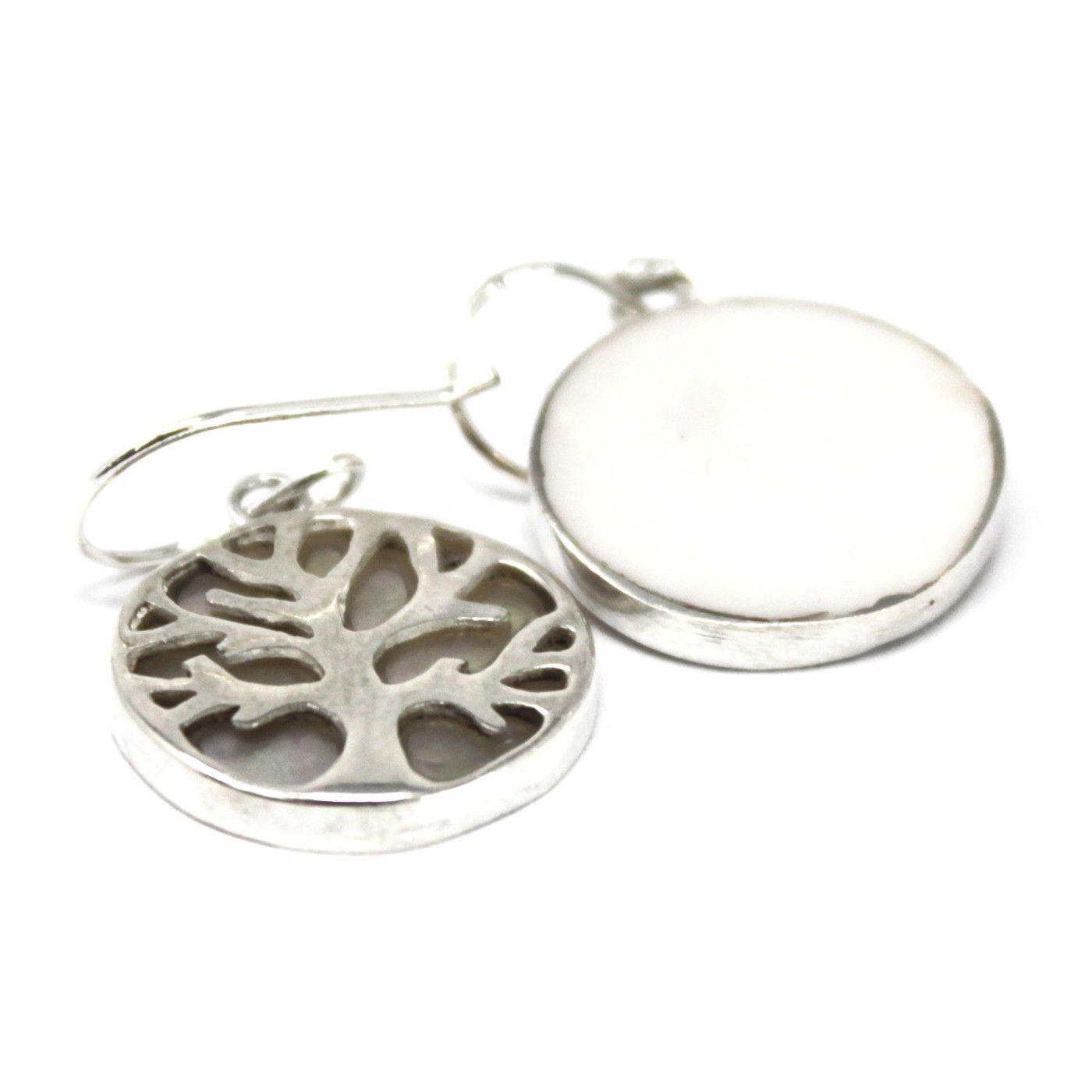 Pendientes de Plata Árbol de la Vida 15mm - Madre Perla - Imagen 3