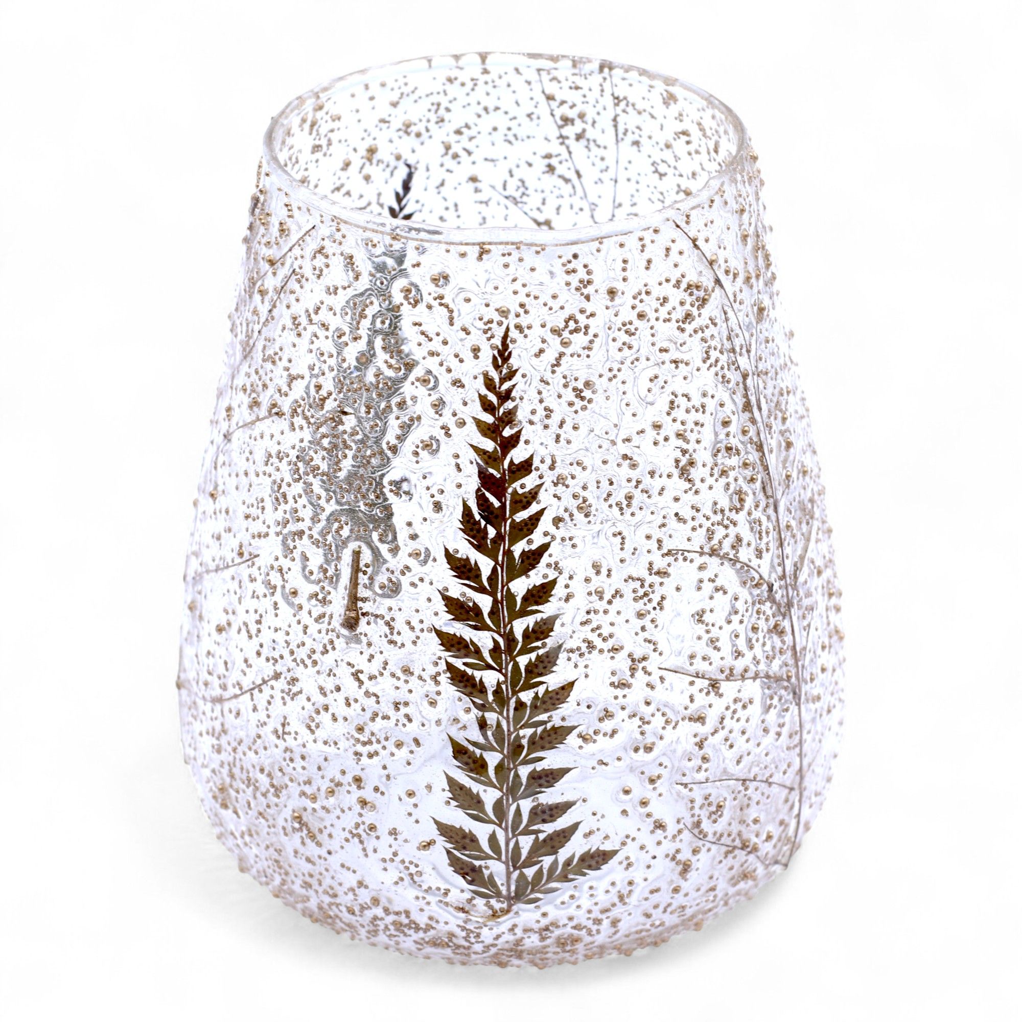 Portavelas de Vidrio floral natural - Cuenco grande - Pino (15x12cm) - Imagen 6