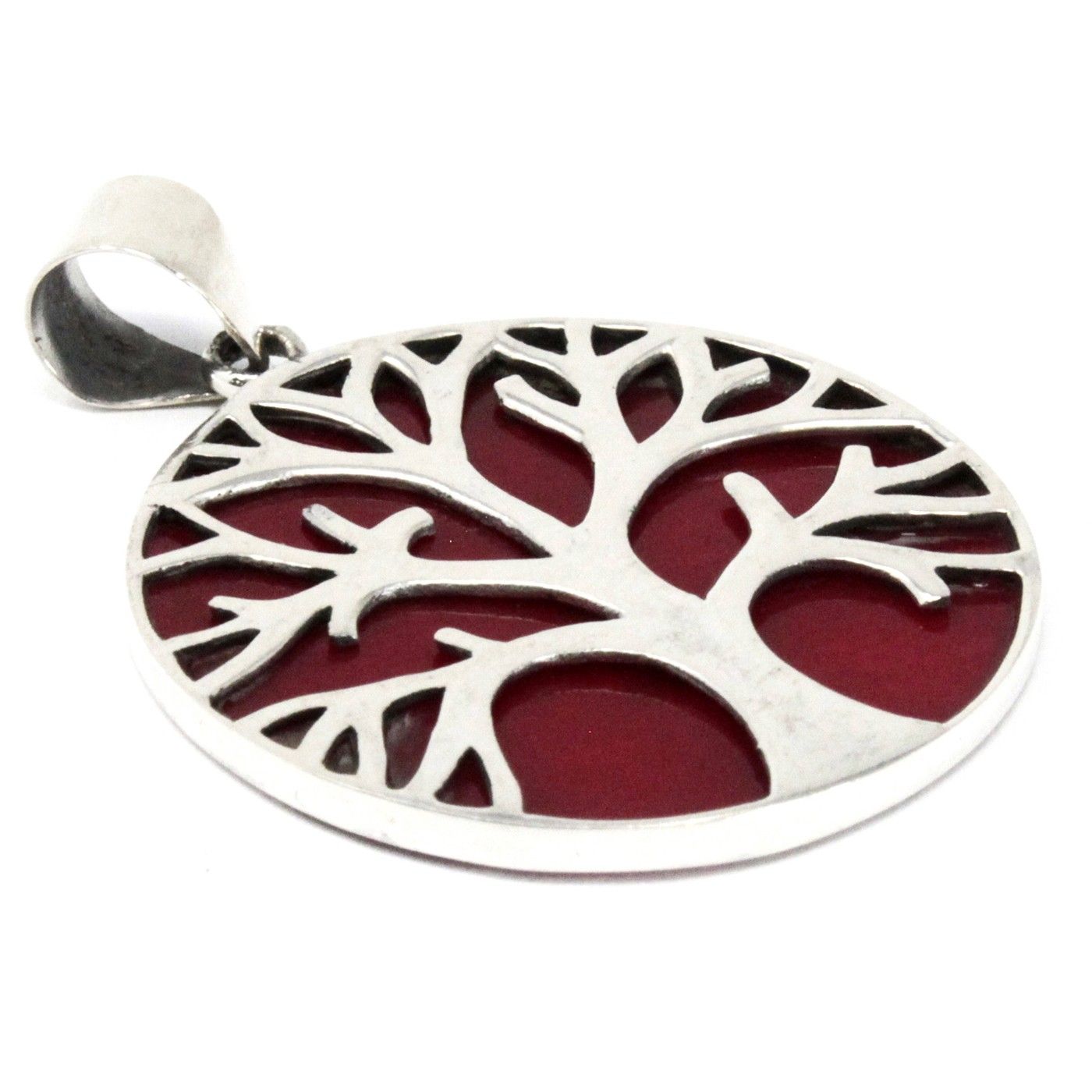 Colgante de Plata Árbol de la Vida 30mm - Efecto Coral - Imagen 3