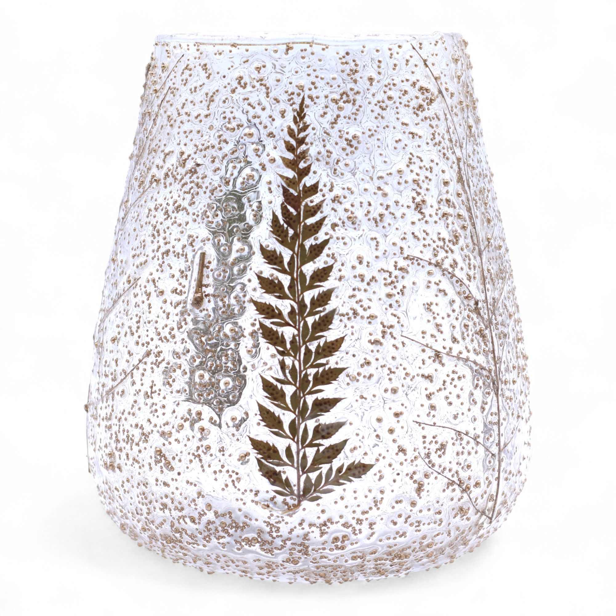 Portavelas de Vidrio floral natural - Cuenco grande - Pino (15x12cm) - Imagen 5