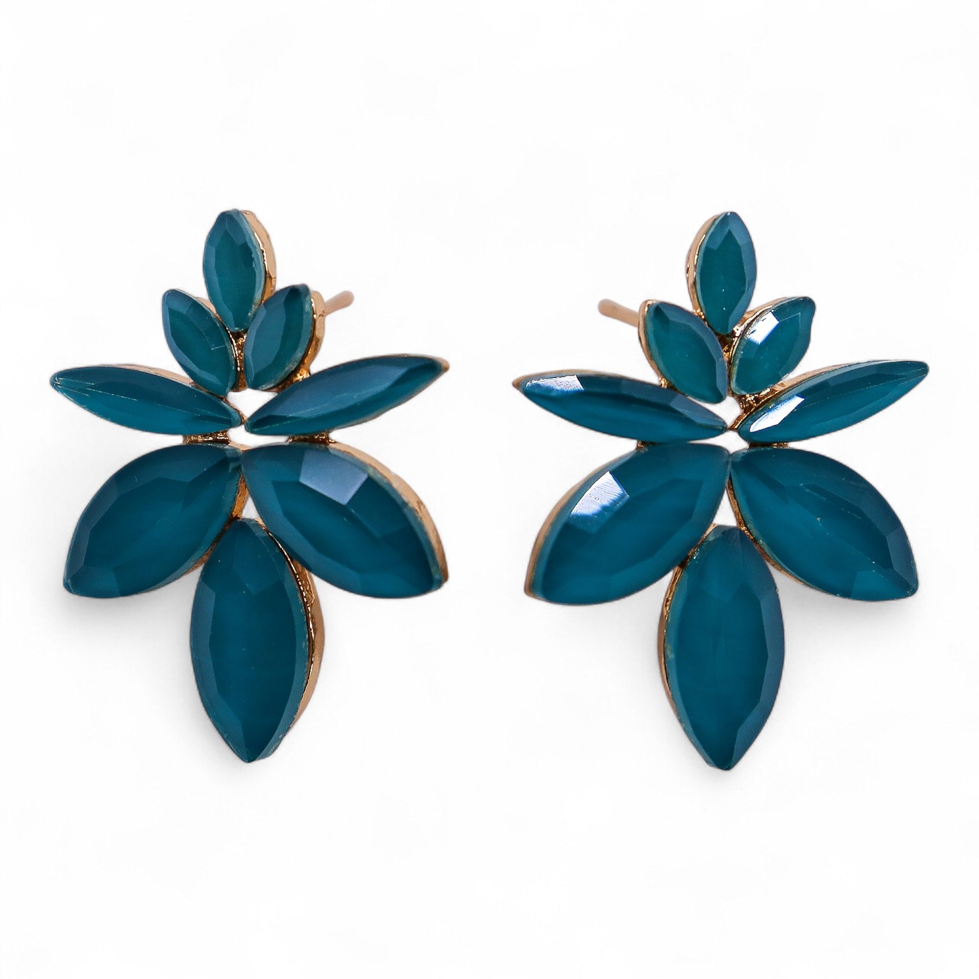 Pendientes de Cristal Vintage - Flores - Verde Turquesa - Imagen 5